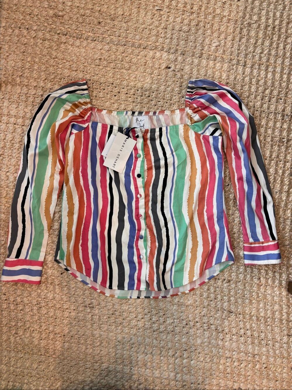 Rochelle Behrens Nwt Multicolor Stripe Square Neck Blouse | Tuckernuck Coastal C — image 2 of 8